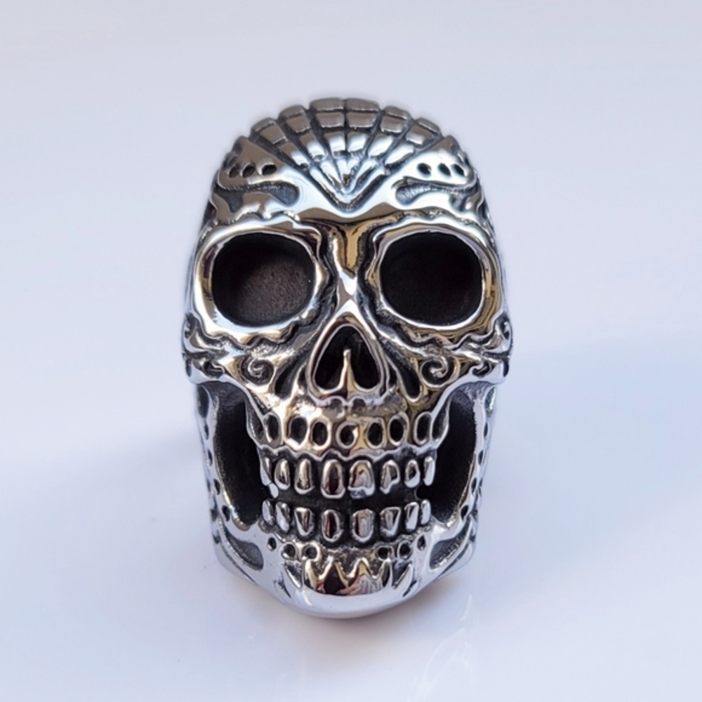 Sugar Skull ✦ Biker Ring ✦ Rare Heavy Black‑Oxidized Gothic Unisex Sz 10 NWT